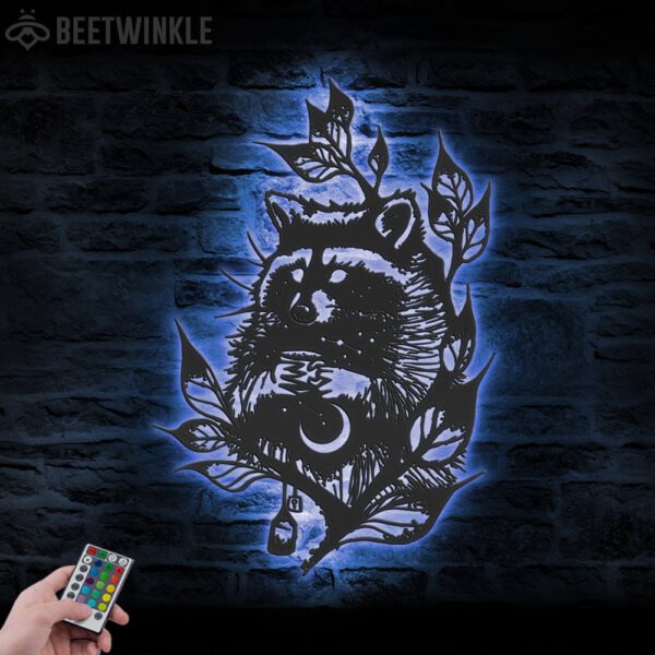 Raccoon-Metal-Wall-Art-with-LED-Light-1