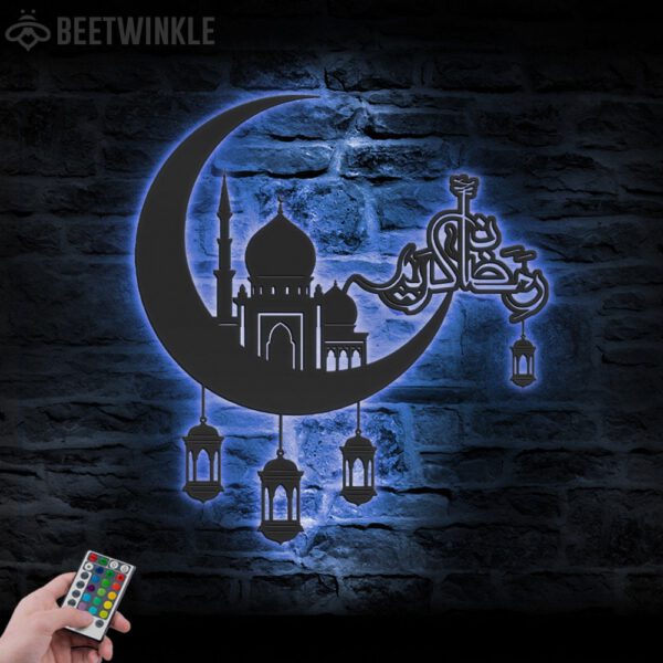 Ramadan-Mubarak-Moon-Metal-Wall-Art-LED-Light-11