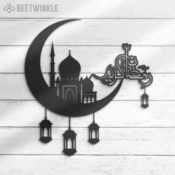 Ramadan-Mubarak-Moon-Metal-Wall-Art-LED-Light-3