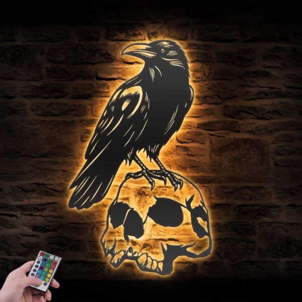 Raven-Metal-Wall-Art-LED-Light-7