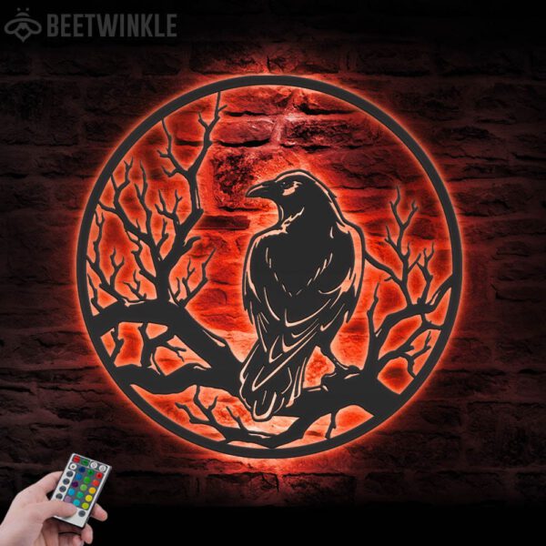 Raven-Metal-Wall-Art-with-LED-Light-5