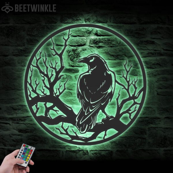 Raven-Metal-Wall-Art-with-LED-Light