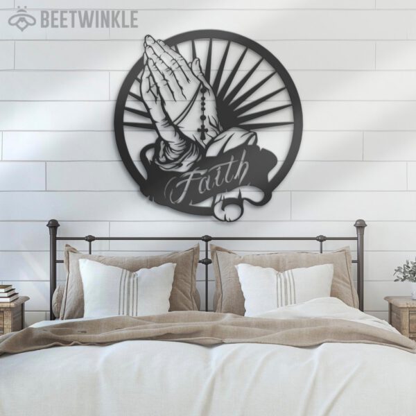 Religious-Praying-Hands-Faith-Metal-Wall-Art-LED-Light