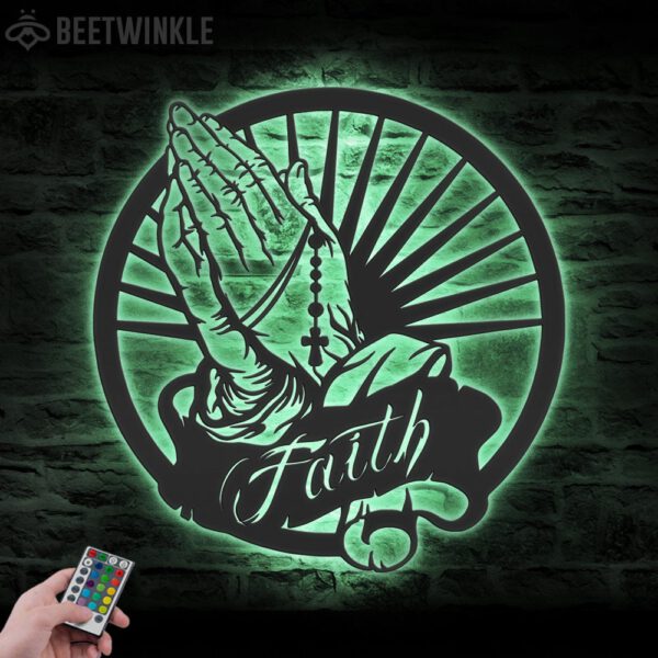 Religious-Praying-Hands-Faith-Metal-Wall-Art-LED-Light-8