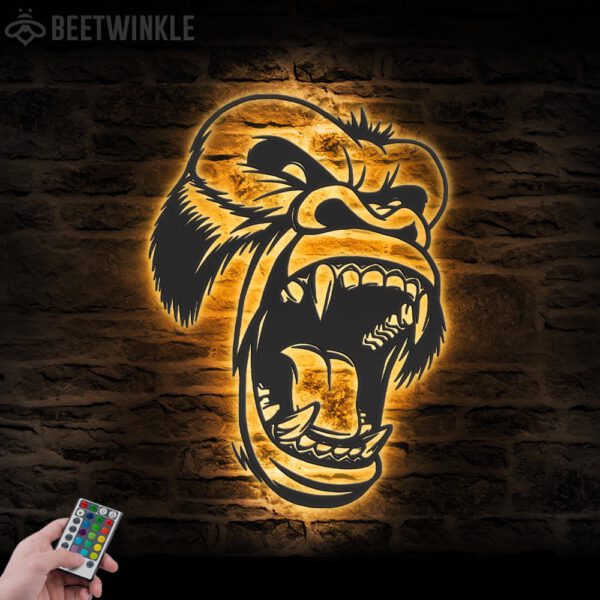 Roaring-Gorilla-Angry-Metal-Wall-Art-LED-Light-7