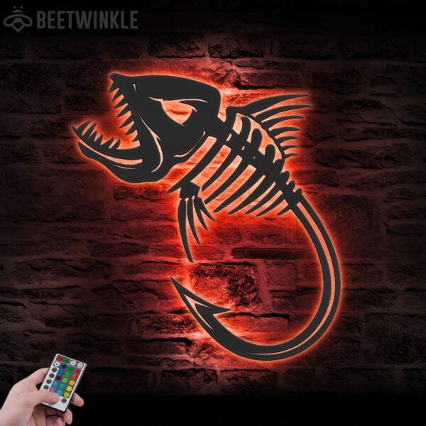 Skeleton-Bass-Fishing-Hook-Metal-Wall-Art-LED-Light-6