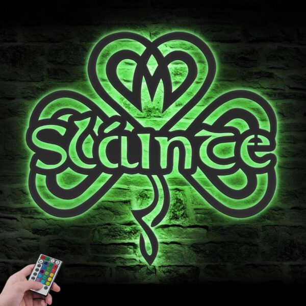 Slainte-Slainte-Celtic-Knot-Shamrock-Metal-Wall-Art-LED-Light-2