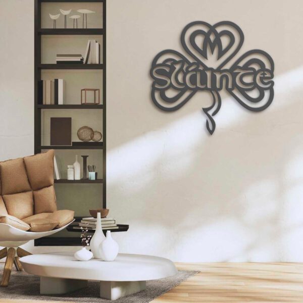 Slainte-Slainte-Celtic-Knot-Shamrock-Metal-Wall-Art-LED-Light-3