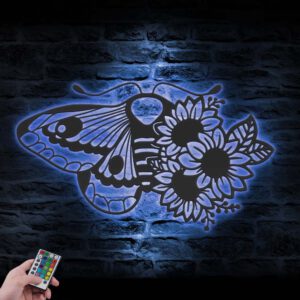 SunFlower-Moth-Butterfly-Metal-Wall-Art-with-LED-Light-2-1