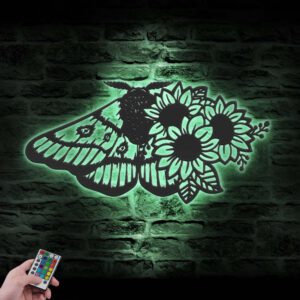 SunFlower-Moth-Butterfly-Metal-Wall-Art-with-LED-Light-2