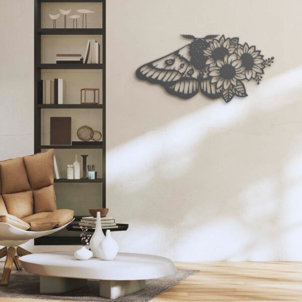 SunFlower-Moth-Butterfly-Metal-Wall-Art-with-LED-Light-3