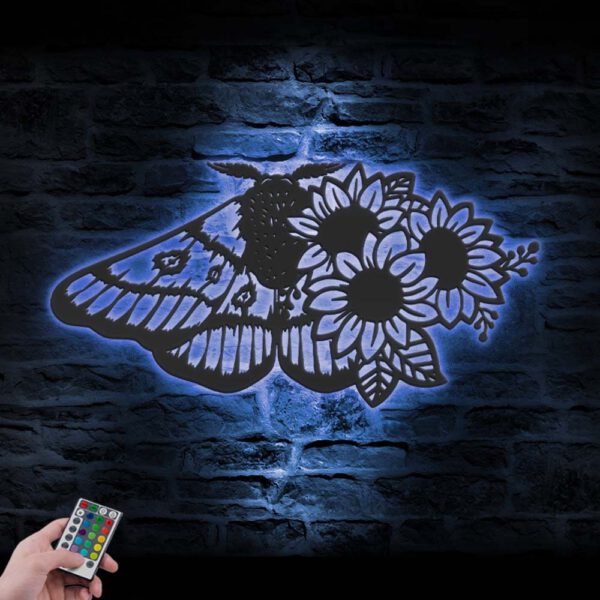 SunFlower-Moth-Butterfly-Metal-Wall-Art-with-LED-Light