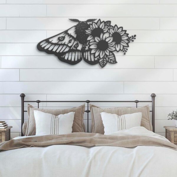 SunFlower-Moth-Butterfly-Metal-Wall-Art-with-LED-Light-8