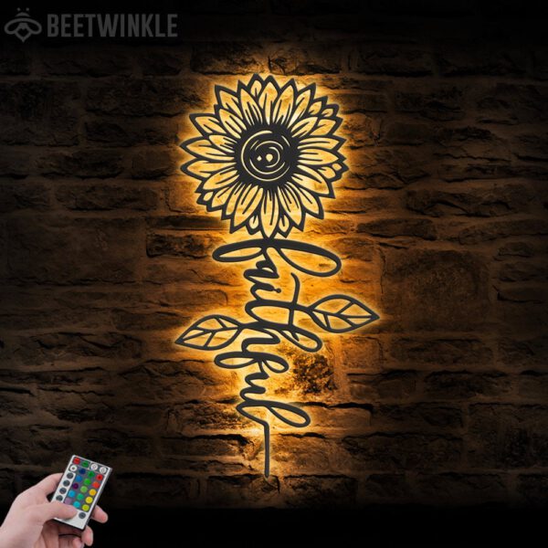 Sunflower-Faith-Metal-Wall-Art-LED-Light-1