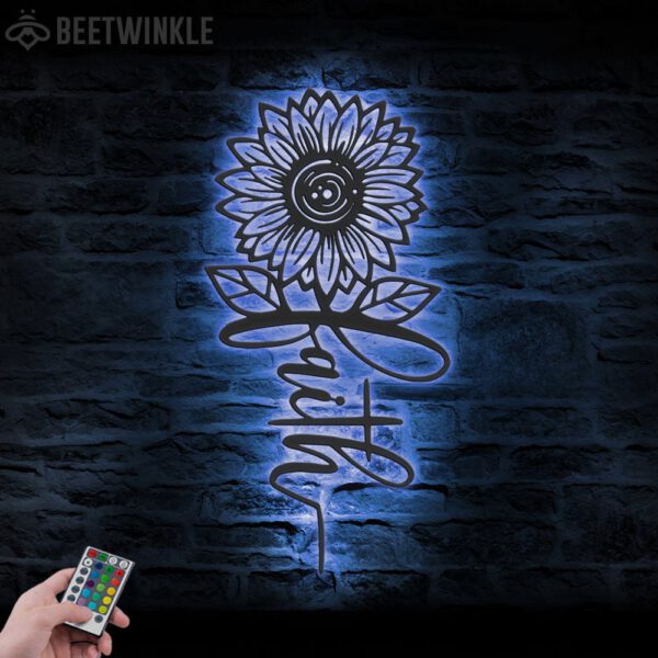 Sunflower-Faith-Metal-Wall-Art-LED-Light-2