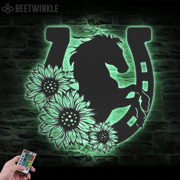 Sunflower-Horseshoe-Metal-Wall-Art-LED-Light-8