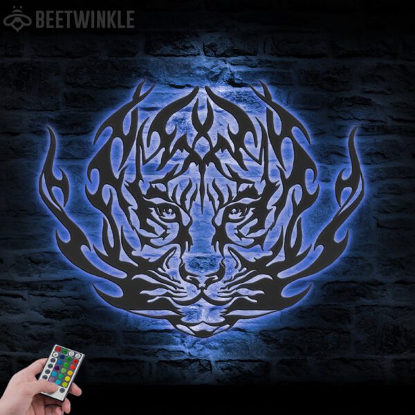 Tiger-Metal-Wall-Art-with-LED-Light