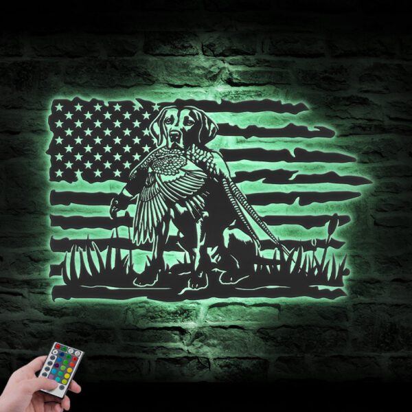 US-Flag-Pheasant-English-Pointer-Dog-Hunting-Metal-Wall-Art-LED-Light_3