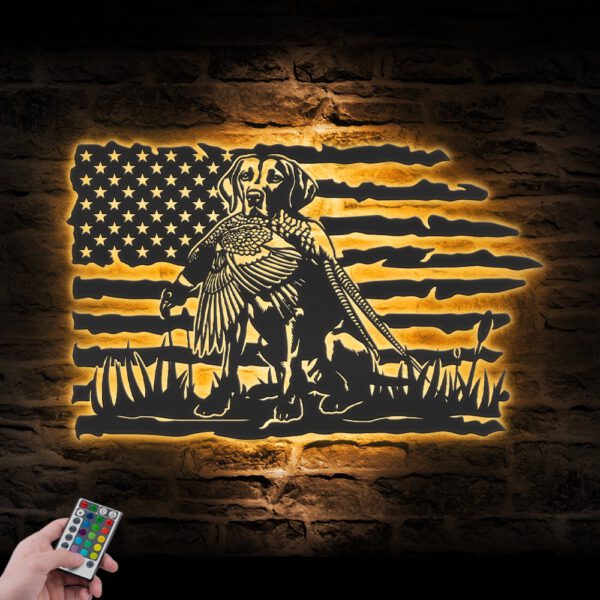 US-Flag-Pheasant-English-Pointer-Dog-Hunting-Metal-Wall-Art-LED-Light_4