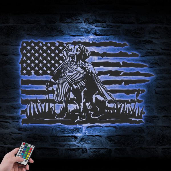 US-Flag-Pheasant-English-Pointer-Dog-Hunting-Metal-Wall-Art-LED-Light_5