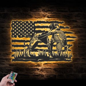 US-Flag-Pheasant-German-Shorthaired-Pointer-Dog-Hunting-Metal-Wall-Art-LED-Light_2