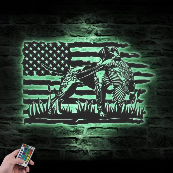 US-Flag-Pheasant-German-Shorthaired-Pointer-Dog-Hunting-Metal-Wall-Art-LED-Light_6