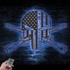 US-Punisher-Skull-Cross-Rifles-Metal-Wall-Art-LED-Light