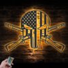 US-Punisher-Skull-Cross-Rifles-Metal-Wall-Art-LED-Light-7