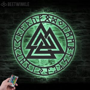 Valknut-Metal-Wall-Art-LED-Light-2