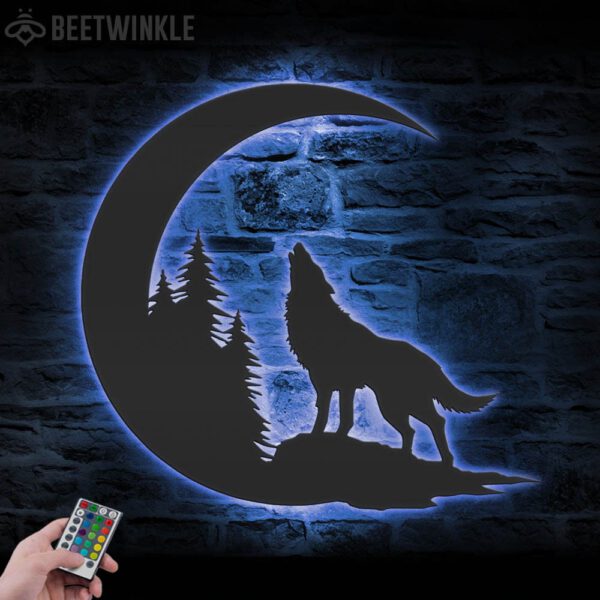 Wolf-On-The-Moon-Metal-Wall-Art-LED-Light-1