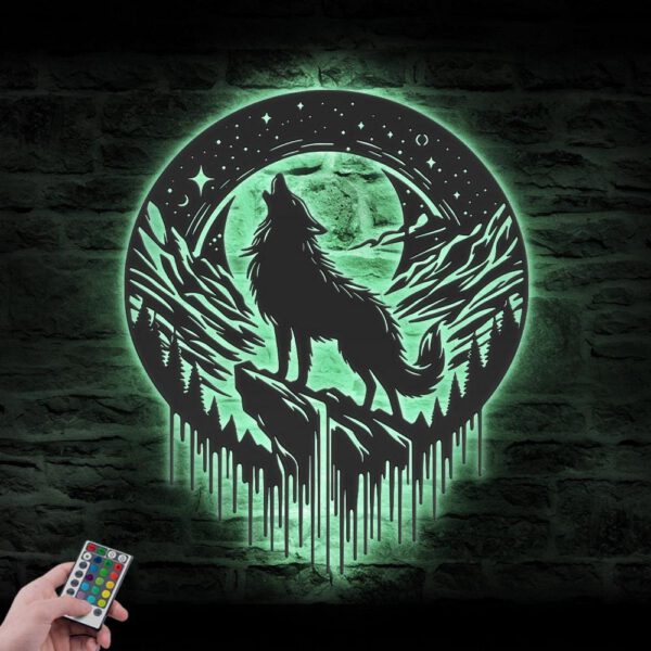 Wolf-On-The-Moon-Metal-Wall-Art-LED-Light-10