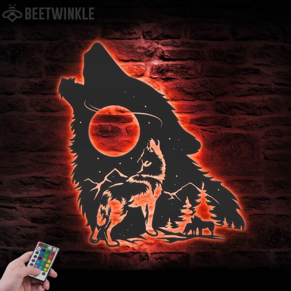 Wolf-On-The-Moon-Metal-Wall-Art-LED-Light-3