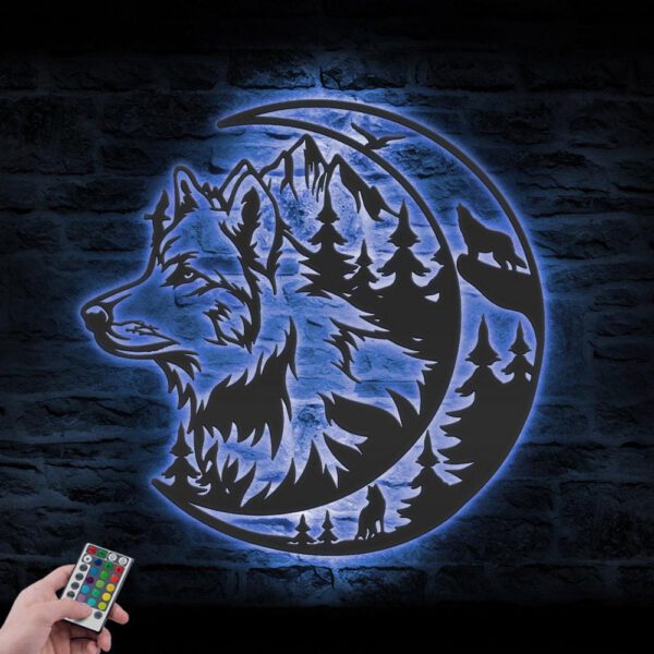 Wolf-On-The-Moon-Metal-Wall-Art-LED-Light-6-2