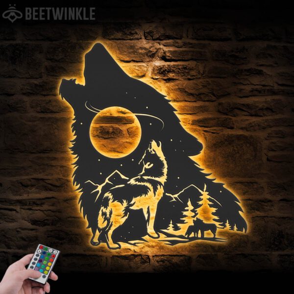 Wolf-On-The-Moon-Metal-Wall-Art-LED-Light-6