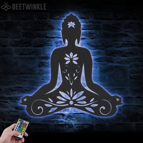 Yoga-Buddha-Lotus-Metal-Wall-Art-LED-Light-2