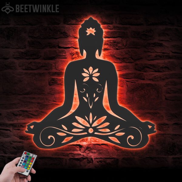 Yoga-Buddha-Lotus-Metal-Wall-Art-LED-Light-8