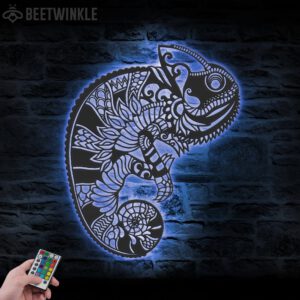 Zentangle-Chameleon-Metal-Wall-Art-LED-Light-3