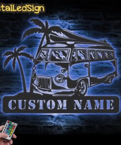 Alternative view of Custom Bus Camping Car Metal Wall Art Led Light