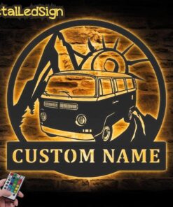 Custom Bus Camping Car Metal Wall Art Led Light