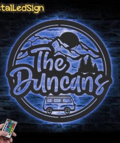 Alternative view of Custom Family Camping Car Metal Wall Art Led Light