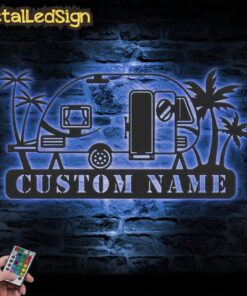 Alternative view of Custom Family Camping Car Metal Wall Art Led Light