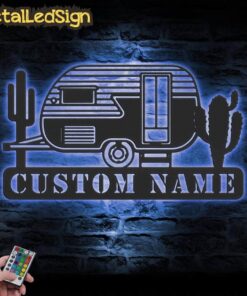Alternative view of Custom Family Camping Car Metal Wall Art Led Light