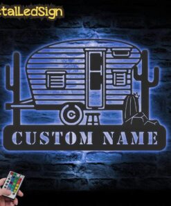 Alternative view of Custom Family Camping Car Metal Wall Art Led Light