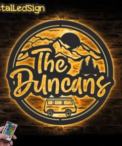 Custom Family Camping Car Metal Wall Art Led Light