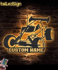 Custom Radio Control Car Metal Wall Art Led Light