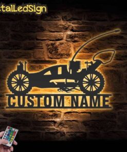 Custom Radio Control Car Metal Wall Art Led Light