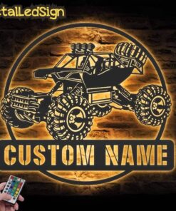 Custom Radio Control Car Metal Wall Art Led Light
