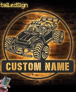 Custom Radio Control Car Metal Wall Art Led Light