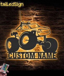 Custom Radio Control Car Metal Wall Art Led Light