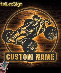 Custom Radio Control Car Metal Wall Art Led Light